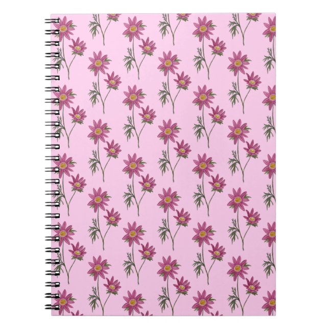 Caderno Espiral Padrão Rosa Notebook Dill Daisy (Frente)