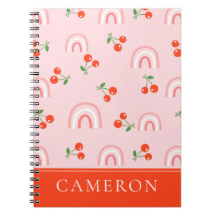 Caderno Espiral Padrão Rosa Rainbow Cherry