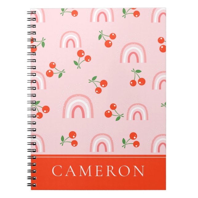 Caderno Espiral Padrão Rosa Rainbow Cherry (Frente)