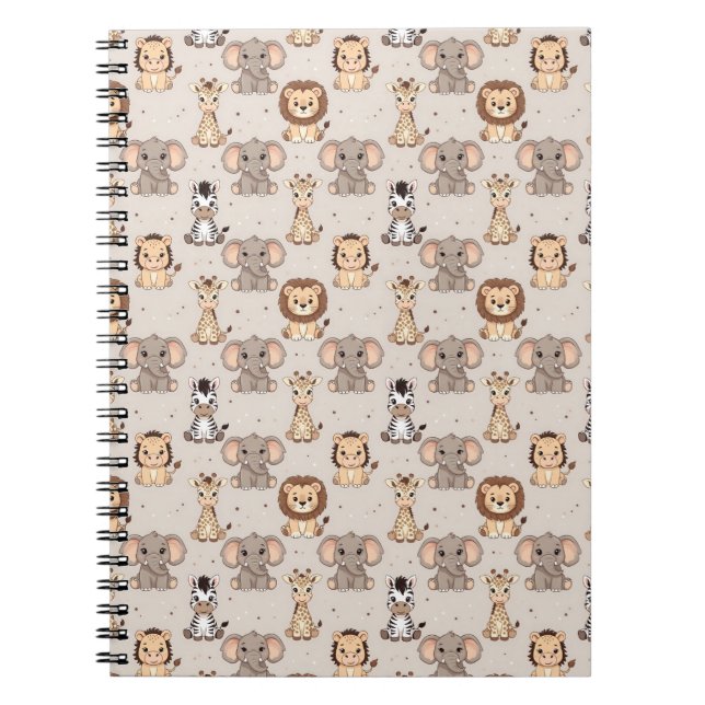 Caderno Espiral Padrão Safari Bebê Neutro (Frente)