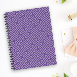 Caderno Espiral Padrão Sayagata, japonês, roxo e rosa