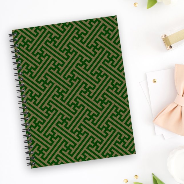 Caderno Espiral Padrão Sayagata, japonês, verde e Dourado (Criador carregado)
