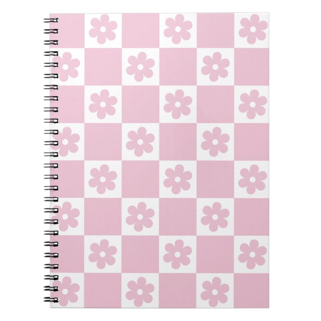 Caderno Espiral Padrão selecionado da Flor Rosa (Frente)