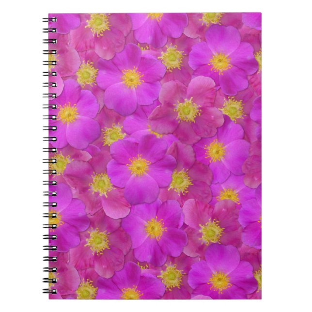 Caderno Espiral Padrão Selvagem de Rosa (Frente)