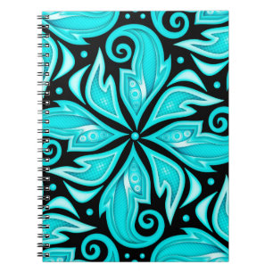Caderno Espiral Padrão sem cor com motivos étnicos florais