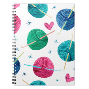 Caderno Espiral Padrão sem costura aquarelas com bolas coloridas