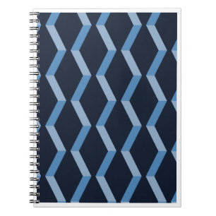 Caderno Espiral Padrão Sem Costura Azul com Trama de Espinha de Pe