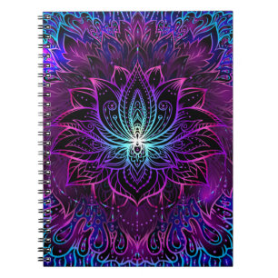 Caderno Espiral Padrão sem costura com a flor de Lotus ornamentad