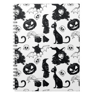Caderno Espiral Padrão sem costura com a mão bonitinha desenhada