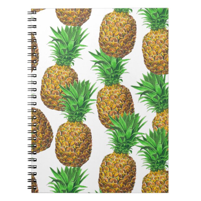 Caderno Espiral Padrão sem costura com ananás (Frente)