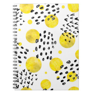 Caderno Espiral Padrão sem costura com bolinhas de aquarelas