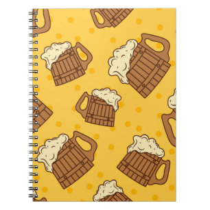 Caderno Espiral Padrão sem costura com cerveja de espuma de madeir
