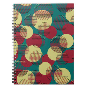 Caderno Espiral Padrão sem costura com círculos e linhas.