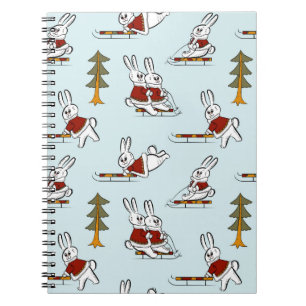 Caderno Espiral Padrão sem costura com coelhos diferentes nos tre