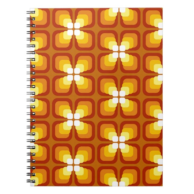 Caderno Espiral Padrão sem costura com elementos florais de abstra (Frente)