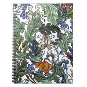 Caderno Espiral Padrão sem costura com flores no estilo de deco d