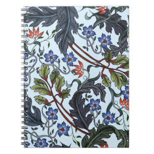 Caderno Espiral Padrão sem costura com flores no estilo de deco de