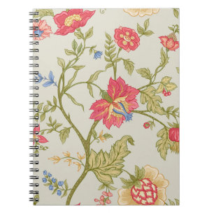 Caderno Espiral Padrão sem costura com flores ornamentais estiliza