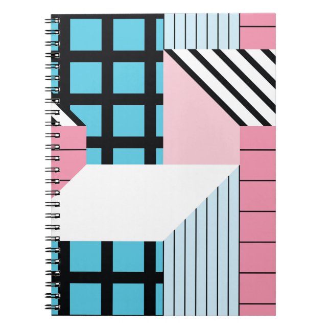 Caderno Espiral Padrão sem costura com formas geométricas de abstr (Frente)
