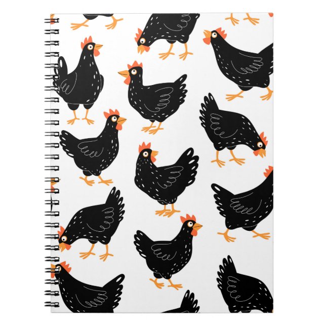 Caderno Espiral Padrão sem costura com frango (Frente)