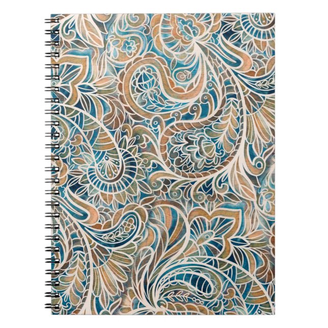 Caderno Espiral Padrão sem costura com impressão de Paisley multic (Frente)