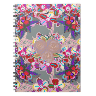 Caderno Espiral Padrão sem costura com motivo floral. Patte sem co