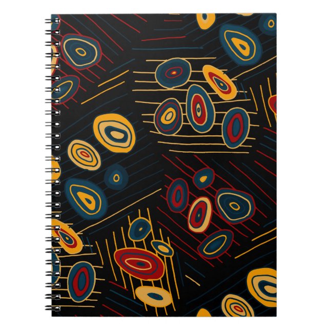 Caderno Espiral Padrão sem costura com rabiscos abstrato modernos. (Frente)