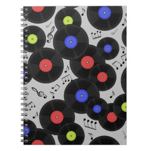 Caderno Espiral Padrão sem costura com registros e notas de vinil.