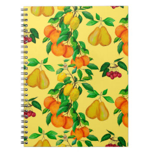 Caderno Espiral Padrão sem costura de aquarelas com citrinos, per