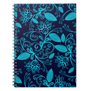 Caderno Espiral Padrão sem costura de cor azul-abstrato em ba esc