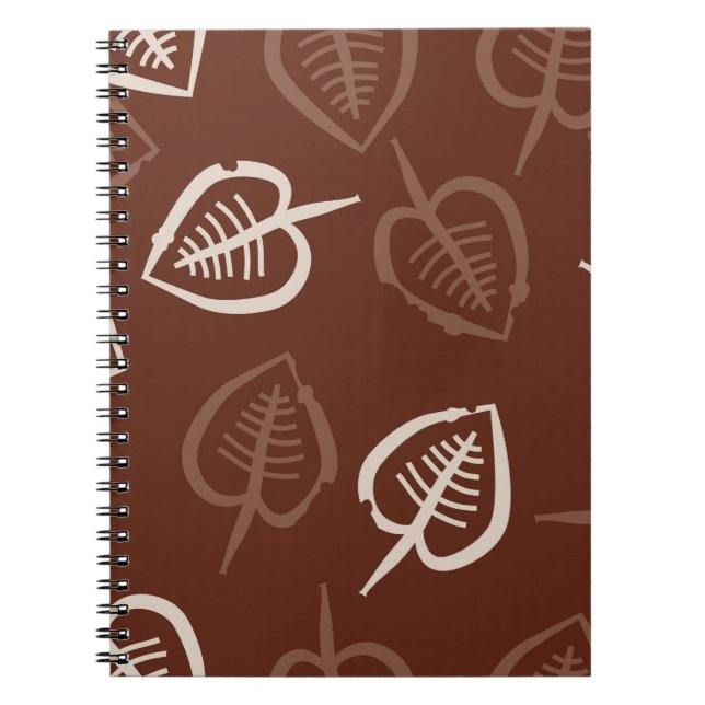 Caderno Espiral Padrão sem costura de um motivo floral com folhas. (Frente)