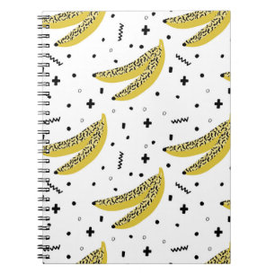 Caderno Espiral Padrão sem costura de Verão com bananas nas ruas d