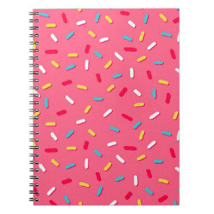 Caderno Espiral Padrão sem costura de vidros de rosquinha, fundo r