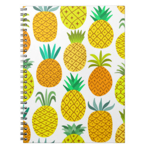 Caderno Espiral padrão sem costura do abacaxi de vintage isolado