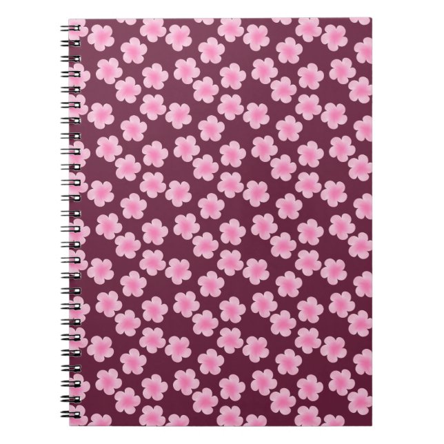 Caderno Espiral Padrão sem costura do Flor Frangipani Rosa (Frente)