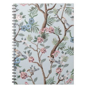 Caderno Espiral Padrão sem costura no estilo da chinoiserie com pe