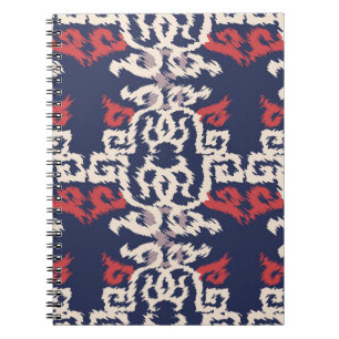 Caderno Espiral Padrão sem costura no estilo oriental abstrato, ár
