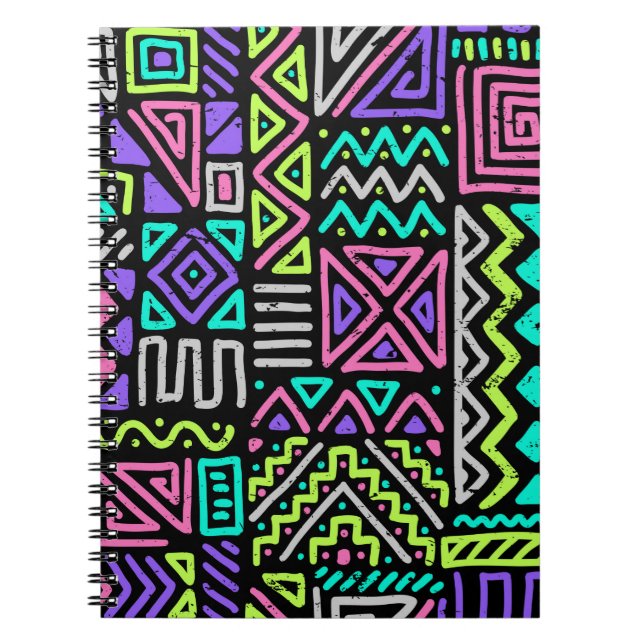 Caderno Espiral padrão sem descontinuidades com linhas de abstrato (Frente)