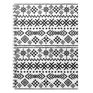 Caderno Espiral Padrão sem descontinuidades de arte tribal