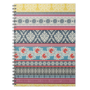 Caderno Espiral Padrão sem falhas com azulejos de retalhos.