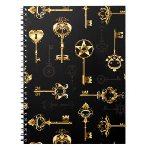 Caderno Espiral Padrão sem falhas com chaves de Ouro