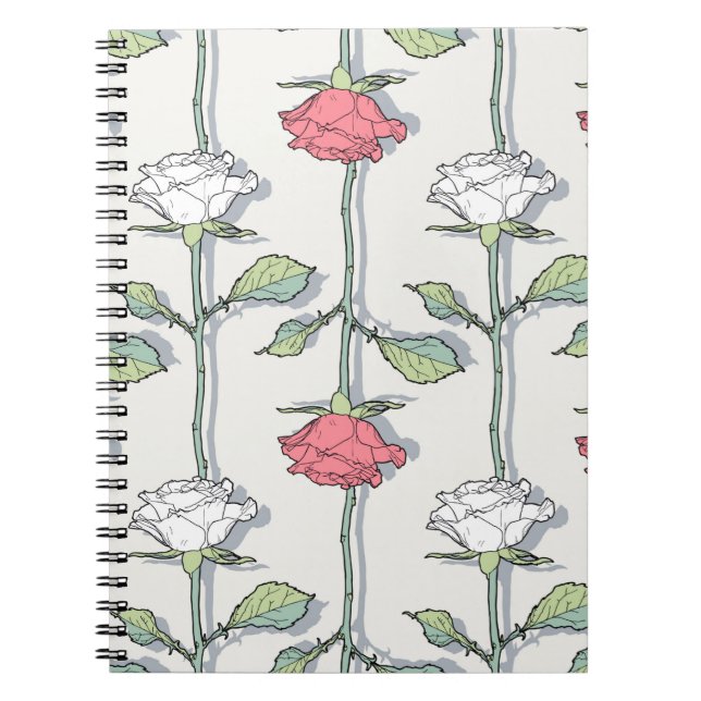 Caderno Espiral Padrão sem falhas de rosa (Frente)