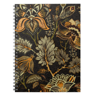 Caderno Espiral Padrão sem soldadura floral, efeito de textura. ín