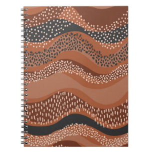 Caderno Espiral Padrão sem soldadura ondulada no estilo geo natur
