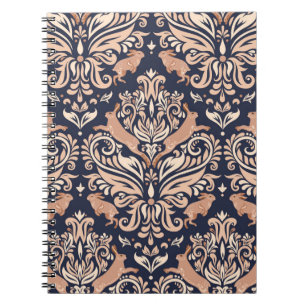 Caderno Espiral Padrão simétrico sem soldadura no estilo Damask.