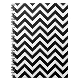 Caderno Espiral Padrão Simples de Chevron Preto Branco