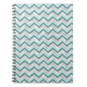 Caderno Espiral Padrão Teal e Crystal Zigzag