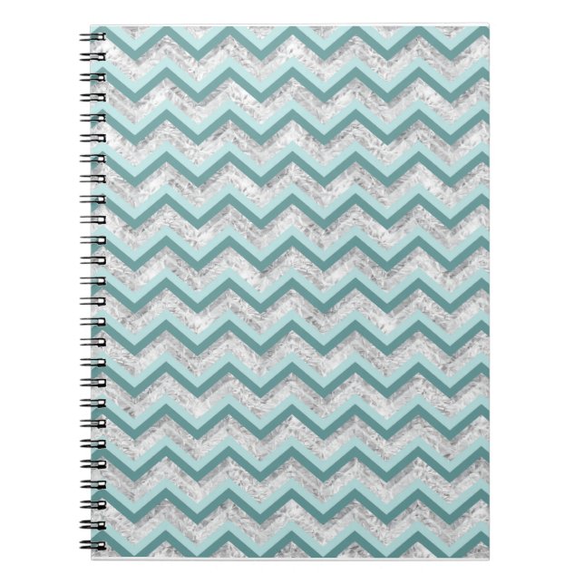 Caderno Espiral Padrão Teal e Crystal Zigzag (Frente)