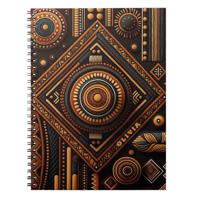 Caderno Espiral Padrão tradicional africano. África étnica (Frente)