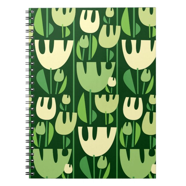 Caderno Espiral Padrão transparente de cores Tulips (Frente)